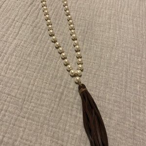 Long Pearl Tassel Necklace